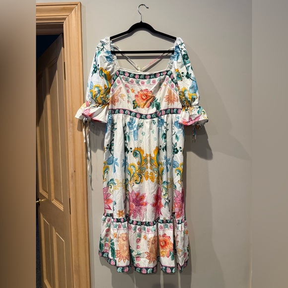 SHEIN White Floral Maxi Dress with Pink & Blue Accents - Picture 3 of 8